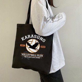 Túi Xách Canvas Sức Chứa Lớn Họa Tiết Hoạt Hình Haikyuu Dễ Thương Cho Nữ