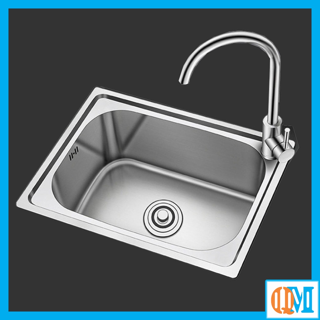 Chậu rửa bát inox đơn, chậu 1 hố kích thước 50*40cm kèm bộ xi phông ...