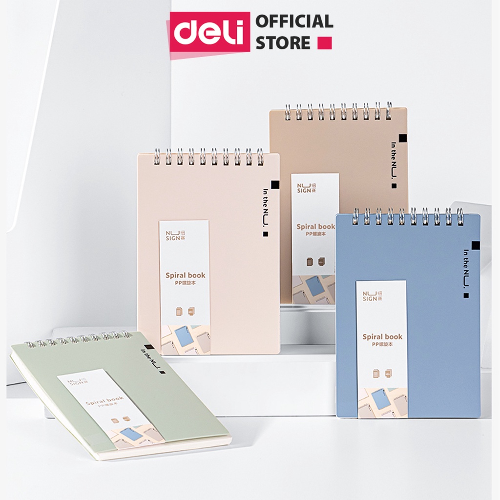 Sổ lò xo gáy xoắn màu pastel A6 120 trang kẻ vuông caro Deli - Phù hợp làm planner, tập vở học sinh