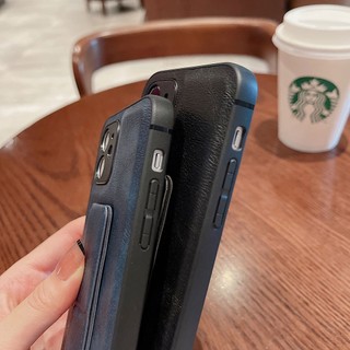 Ốp lưng mềm bảo vệ ống kính da PU cho iPhone 16 15 14 13 12 11 Pro Max X XS XR có giá đỡ T11