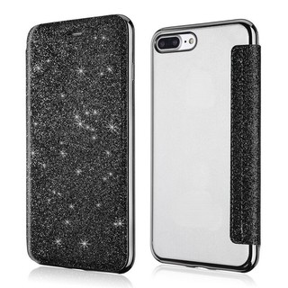 Ốp lưng TPU trong suốt cho iPhone 16 15 14 ProMax 13 Pro Max 11 Pro Bling Glitter Leather Flip Wallet