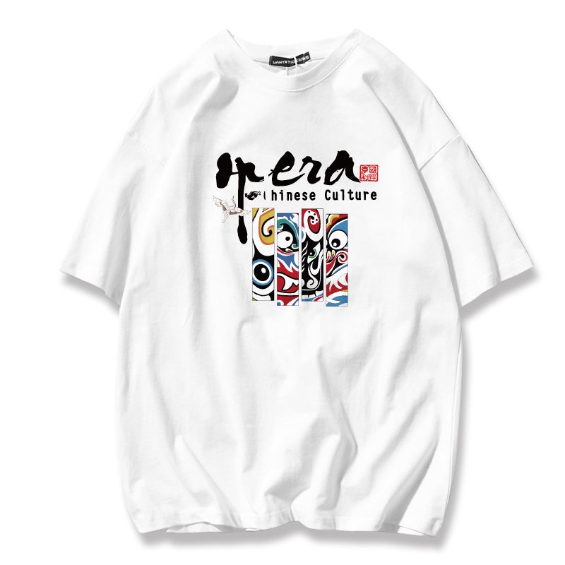 Áo Thun Nam Tay Lỡ HappyFamily Form Rộng Opera Chinese Culture Trẻ Trung Cotton 100 Cao Cấp