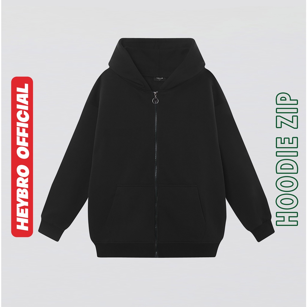 Áo hoodie zip trơn nam nữ Unisex Local Brand Heybro khóa kéo chất nỉ bông dày đẹp nhiều màu