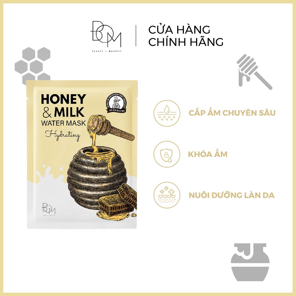 [MUA 1 TẶNG 1] Mặt Nạ Cấp Ẩm BOM Honey & Milk Hydrating Water Mask 25g