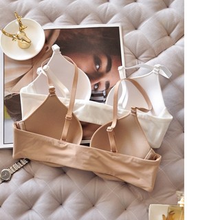 Set Áo Ngực Cài Khóa Trước + Quần Lót Không Đường May Mềm Mịn Có Gọng Thép Nâng Ngực Thoải Mái Cho Nữ