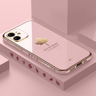 Ốp Điện Thoại Silicon TPU Mạ Điện Họa Tiết Lá Phong Kèm Dây Đeo Cho iPhone 11 iPhone 11 pro iPhone 11 pro max