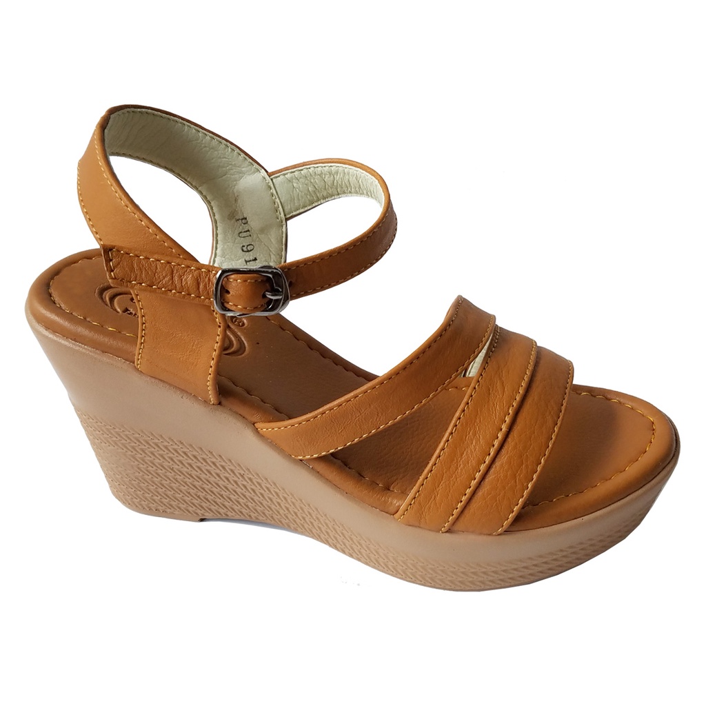 Giày Sandal Đế Xuồng BIGGBEN Da Bò Cao 9 Phân HKD614
