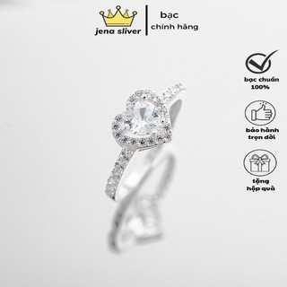 nhẫn trái tim đính đá , hàng dày dặn , bạc cao cấp 925 - jena sliver