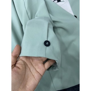ÁO KHOÁC BlAZER NAM NỮ-ÁO KHOÁC VEST T-A-N THỜI TRANG UNISEX PHONG CÁCH HÀN QUỐC AV021 MÀU XANH VÀ XÁM