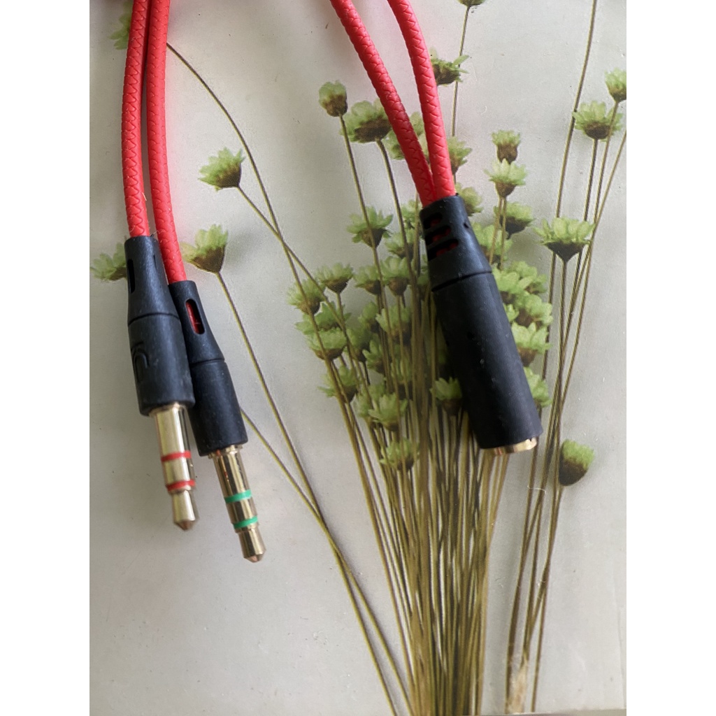 Dây cáp chuyển đổi tai nghe 3.5mm sang 2 cổng 3.5mm có âm thanh audio và mic cho máy tính | BigBuy360 - bigbuy360.vn