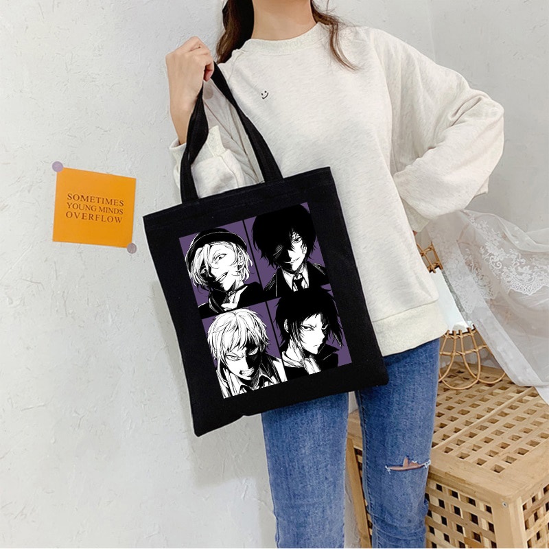 Túi Xách Canvas Cỡ Lớn In Họa Tiết Hoạt Hình Bungou Stray Dogs Osamu Dazai Nhật Bản Dễ Thương Cho Nữ