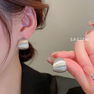 DREJEW Bông tai cong Nhật Bản và Hàn Quốc đơn giản cao cấp khí chất bông tai kim loại đi lại Bông tai kim bạc 925 dành cho nữ không gây dị ứng