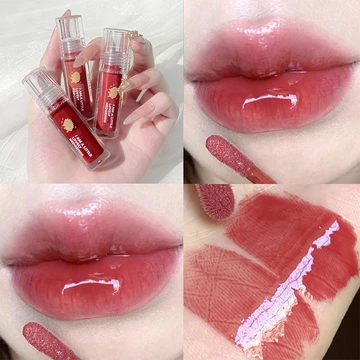 (Mới) Son môi màu hồng anh đào sáng bóng Tinh dầu Son bóng lâu trôi Son môi Hàn Quốc không thấm nước
