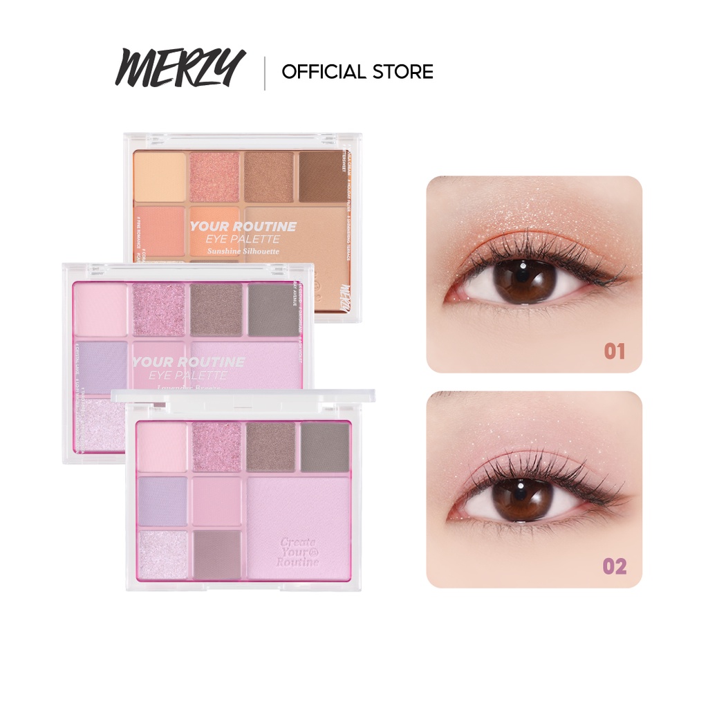 Bảng Phấn Mắt Và Má Hồng Đa Năng 9 Ô Màu Merzy Your Routine Eye Palette