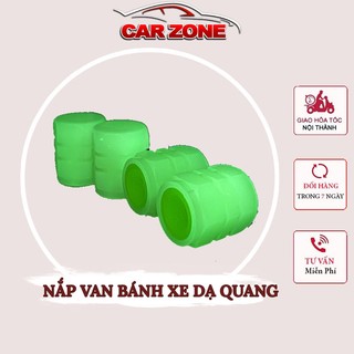 Bộ 4 Nắp Van Bánh Xe Dạ Quang Phát Sáng, Bằng Nhựa ABS, Chống Nước, Chống Bụi Ô Tô VERSION 2 CarZone