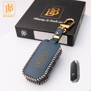 Bao Da Chìa Khóa Ô Tô KIA Cerato 2019 - 2021 (Chìa cạnh 3 nút) Da Bò thật hàng cao cấp bảo hành 2 năm về da