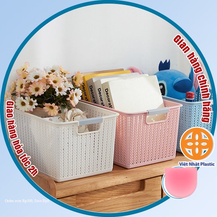 Combo 2 rổ đan mây đựng đồ đa năng size Bé (3415-1) Việt Nhật , Giỏ đan đựng quần áo, dụng cụ nhà bếp thiết kế hiện đại
