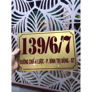 Bảng số nhà,bảng công ty mica kt 18x23 tặng kèm băng keo hai mặt