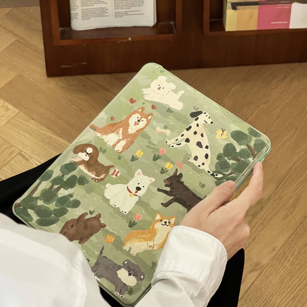 Ốp lưng Acrylic cứng họa tiết Happy Dog Tương thích với Mini6 Mini7 IPad 5 6 7 8 9 10th 11th A16 Air 11 13 Air4 Air5 Pro 10.5 IPad10.2 "Pro11 Pro122.9 2018 Khe cắm bút chì Leahter