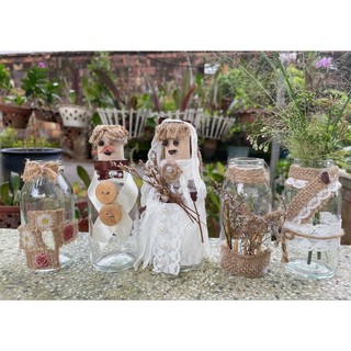 Lọ / Bình Thủy Tinh Decor NEOP - Trang Trí Dây Gai/Vải Bố/Ren Vintage - Dùng Cắm Hoa - Trồng Cây Thủy Sinh - Trang Trí