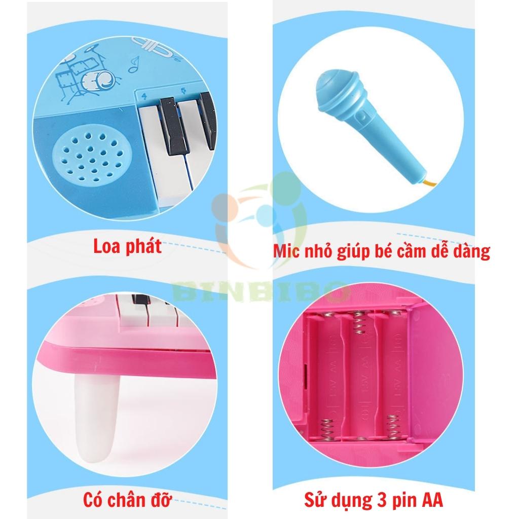 Đàn piano cho bé kèm mic đồ chơi có nhạc Có sẵn 3 pin AA tặng kèm - Binbibo