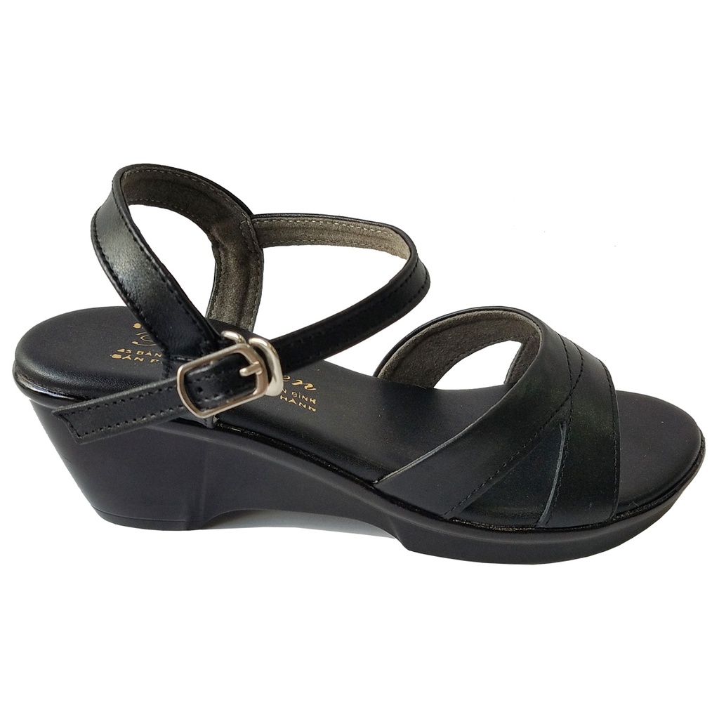 Giày Sandal Đế Xuồng BIGGBEN Da Bò Thật Cao 5 Phân HKD474