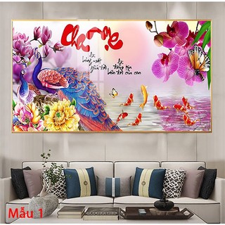 Tranh Treo Tường Chữ Thư Pháp Công Ơn Cha Mẹ - Tranh Treo Phòng Khách Laminate Tráng Gương