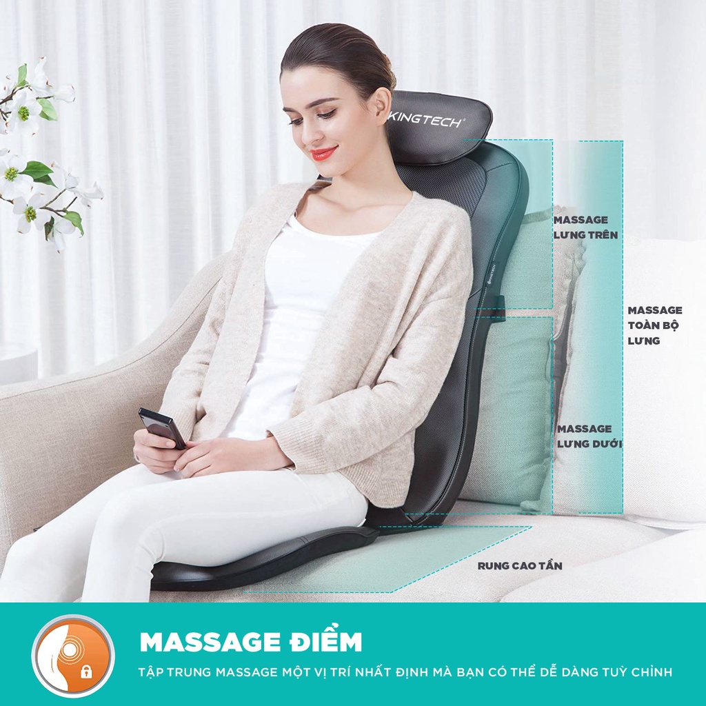 Ảnh Đệm Massage KINGTECH KC-500S - Mát Xa Lưng 3D Chuyên Sâu Dùng Trên Ghế, Kết Hợp Tính Năng Nhiệt Hồng Ngoại - Chính Hãng 3