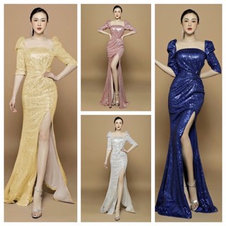 Đầm dạ hội kim sa tay lỡ cao cấp (đầm dự tiệc cao cấp) tặng hoa taie TẶNG KÈM HOA TAI THỜI TRANG