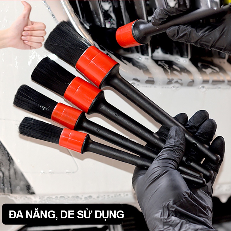 Bộ 5 cây cọ rửa vệ sinh xe ô tô, xe máy chuyên dụng, bộ chổi cọ đồ nghề vệ sinh, chăm sóc ô tô, máy tính,sofa