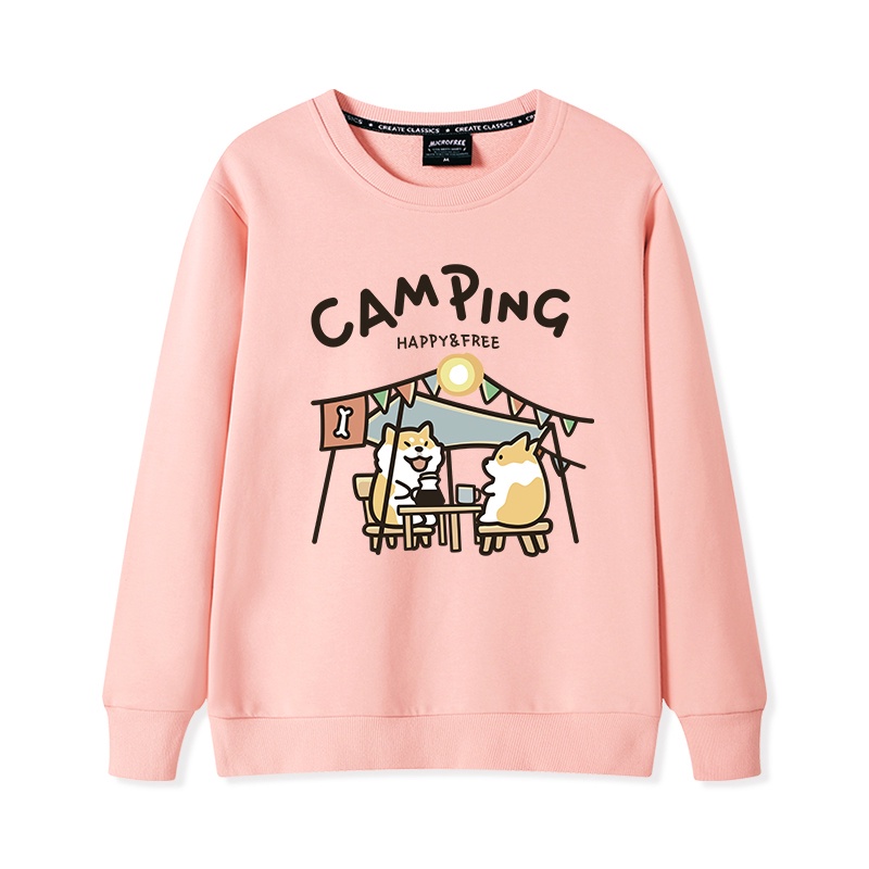 Áo Sweater Nam/Nữ HappyFamily Camping In Hình Chú Chó Shiba Happy&Free Chất Cotton 100 Cao Cấp