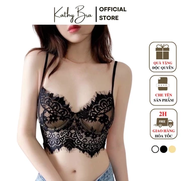 A02 Áo Lót Ren Bralette KATHY BRA Hai Dây Ren Mềm Mại Có Gọng Nâng Ngực Mút Mỏng Sexy Gợi Cảm Corset