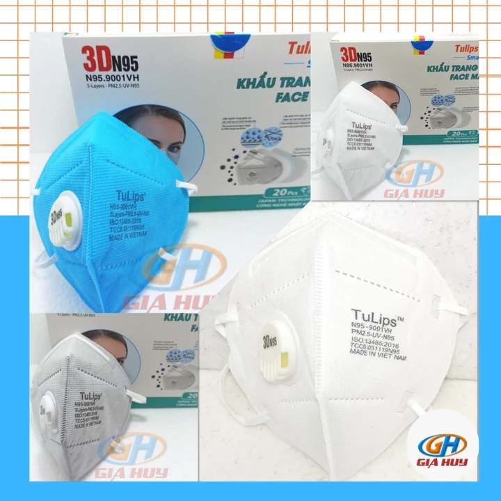 Combo 10 Chiếc Khẩu trang N95 tulip 9001VH chính hãng lọc bụi siêu mịn PM2.5 có van thở