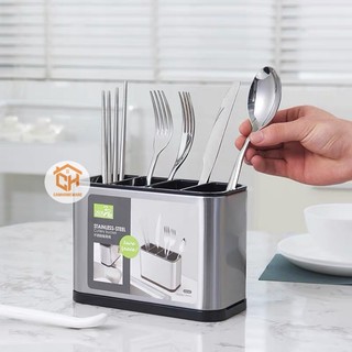 Ống Cắm Đũa, Thìa, Muỗng 2740, Inox 304 Cao Cấp 4 Ngăn Sang Trọng Cho Gian Bếp Cam Homeware
