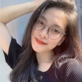 Gọng kính cận thời trang nữ cao cấp ngố tròn phong cách Hàn Quốc siêu hot 2022 mắt kính không độ chống UV đẹp giá rẻ 090