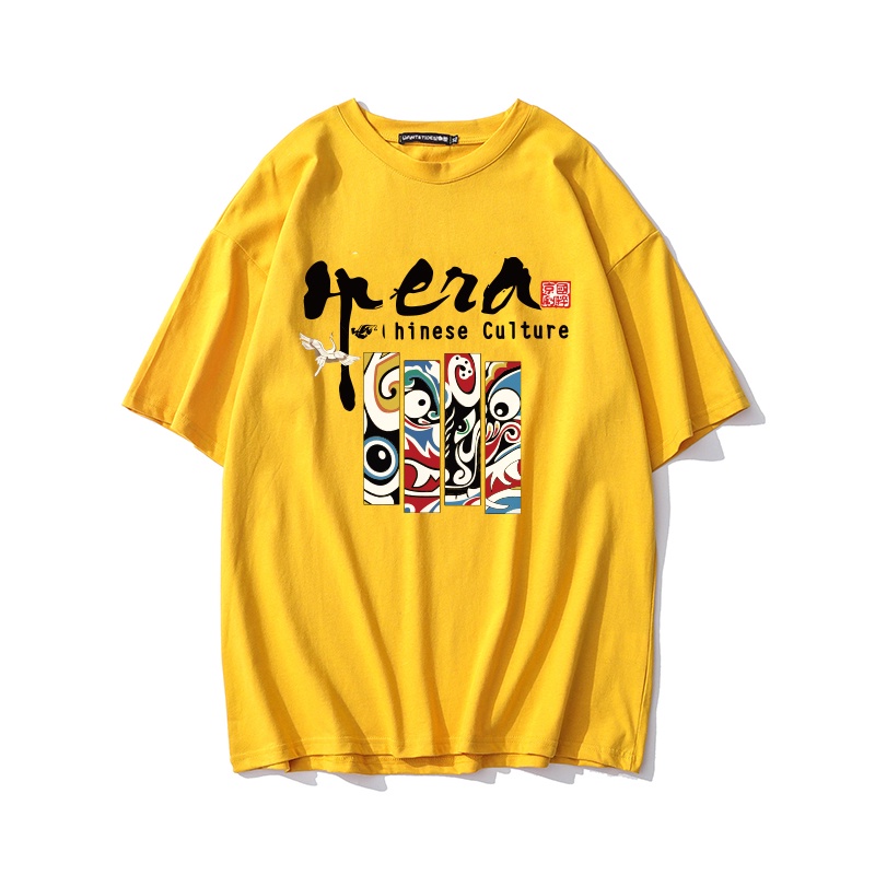 Áo Thun Nam Tay Lỡ HappyFamily Form Rộng Opera Chinese Culture Trẻ Trung Cotton 100 Cao Cấp