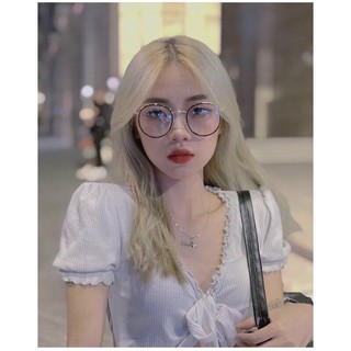 Mắt kính thời trang nữ gọng cận ngố tròn phong cách Nhật Hàn cá tính chống bức xạ và ánh sáng xanh phối đồ đẹp 073