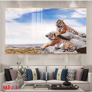 Tranh Treo Tường Dành Cho Người Tuổi Tuất - Mãnh Hổ Uy Phong - Tranh Treo Phòng Khách Laminate Tráng Gương