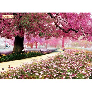 Tranh 3D Dán Tường Hàng Cây Khổ Lớn, dán phòng khách, phòng ăn
