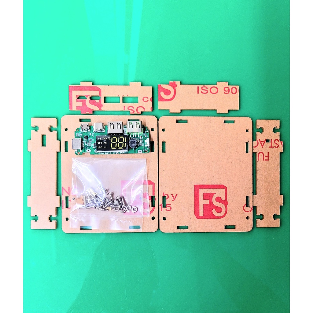 Box Sạc Mica dùng pin 18650 sử dụng mạch QC3.0 max 2.4A ( không bao gồm ...