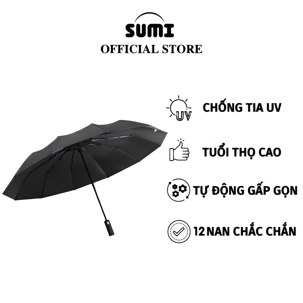 Mã BMLT35 giảm đến 35K đơn 99K Ô Dù SUMI Ô Che Mưa Nắng 12 Nan Gấp Gọn Vải 2 Lớp Cao Cấp Tự Động Đóng Mở