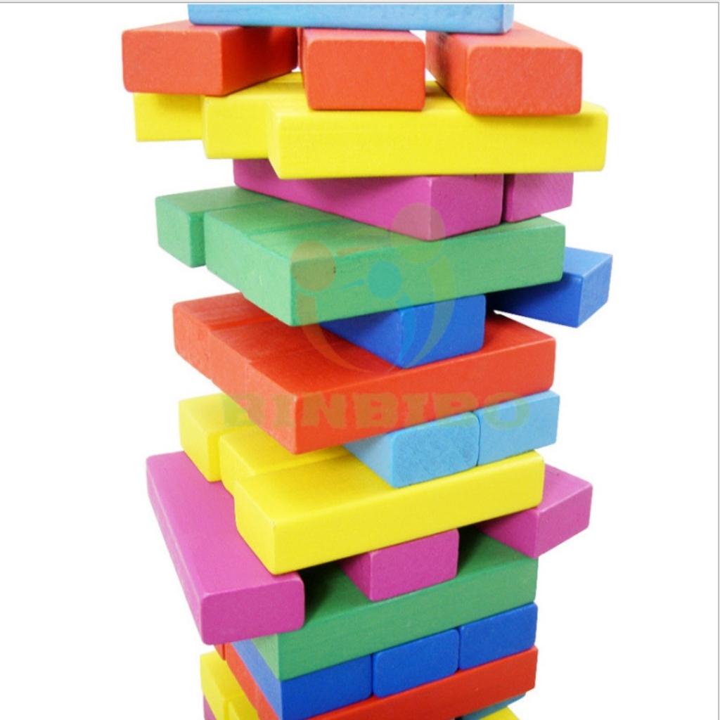 Rút gỗ màu loại to 48 thanh cầm cực chắc tay Đồ chơi Domino cho bé - Binbibo