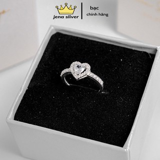 nhẫn trái tim đính đá , hàng dày dặn , bạc cao cấp 925 - jena sliver