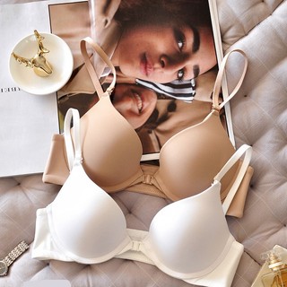 Set Áo Ngực Cài Khóa Trước + Quần Lót Không Đường May Mềm Mịn Có Gọng Thép Nâng Ngực Thoải Mái Cho Nữ