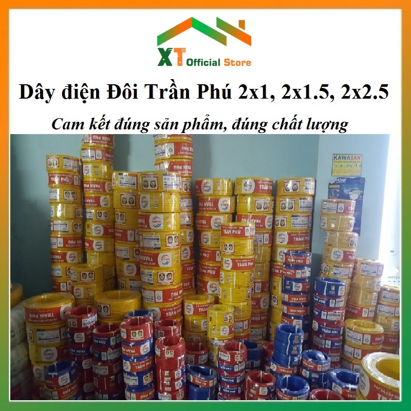 Dây Điện Đôi Trần Phú 2x1.0, 2x1.5, 2x2.5, Dây Điện Dẹt Vàng 2 Lõi Giá ...