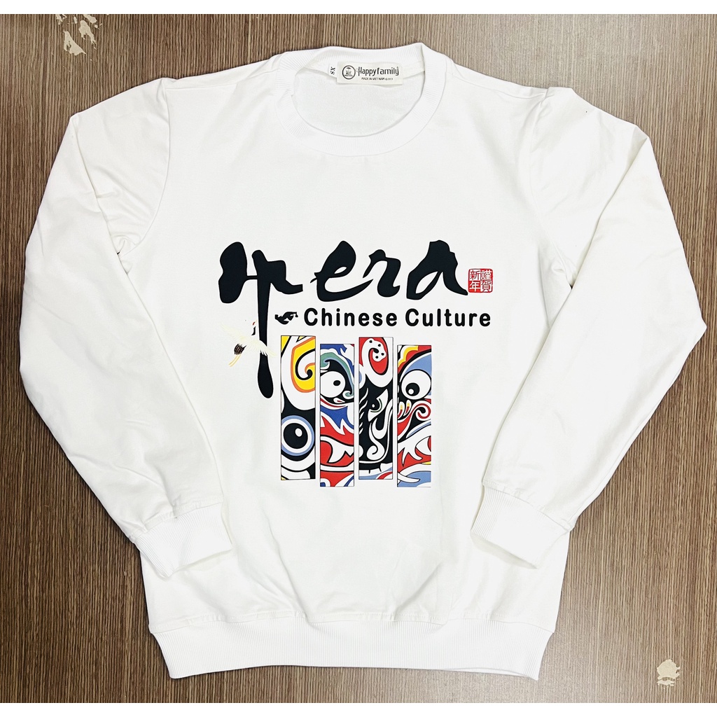 Áo Sweater Unisex HappyFamily OPERA Chất Cotton 100 Cao Cấp-3 Màu Trắng/Đen/Xám Trẻ Trung