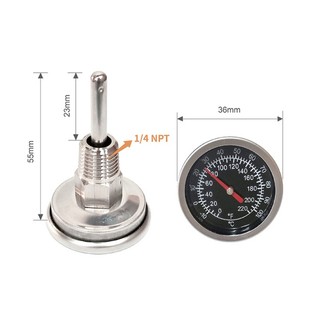 Đồng hồ đo nhiệt độ ren COLO 1 4 NPT không gỉ cho nồi hơi ấm đun nước