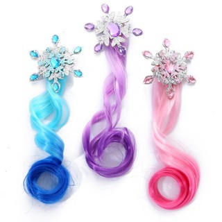 Kẹp Tóc Bé Gái - Kẹp Bông Tuyết Elsa Gắn Tóc Giả Xoăn HaminStore