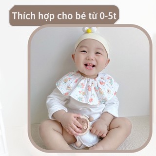 Yếm cổ tròn vải xô muslin THÊU TÊN có nấc chỉnh dành cho bé từ sơ sinh đến lớn Dollar Minho