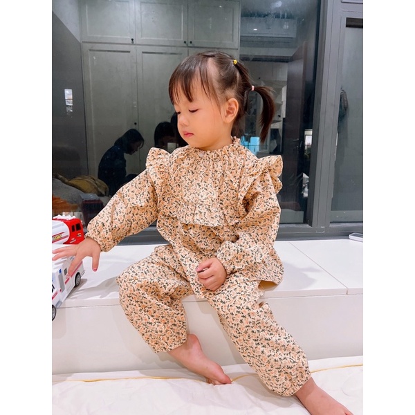 Bộ Nhung Tăm Mềm Mịn Vintage Cho Bé Gái 5-16Kg Liena'S Closet